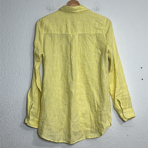 J. McLaughlin Women’s Size XSmall Yellow Green Britt Button Down 100% Linen Top - Picture 3 of 10